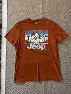 Jeep Rust Orange Short-Sleeve Tee with Mountain Graphic